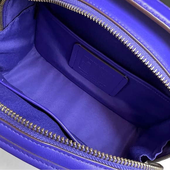 LUNCH BOX CROSSBODY PURSE BAG  IN RETRO SMOOTH PURPLE VIOLET CALF LEATHER - Picture 8 of 9